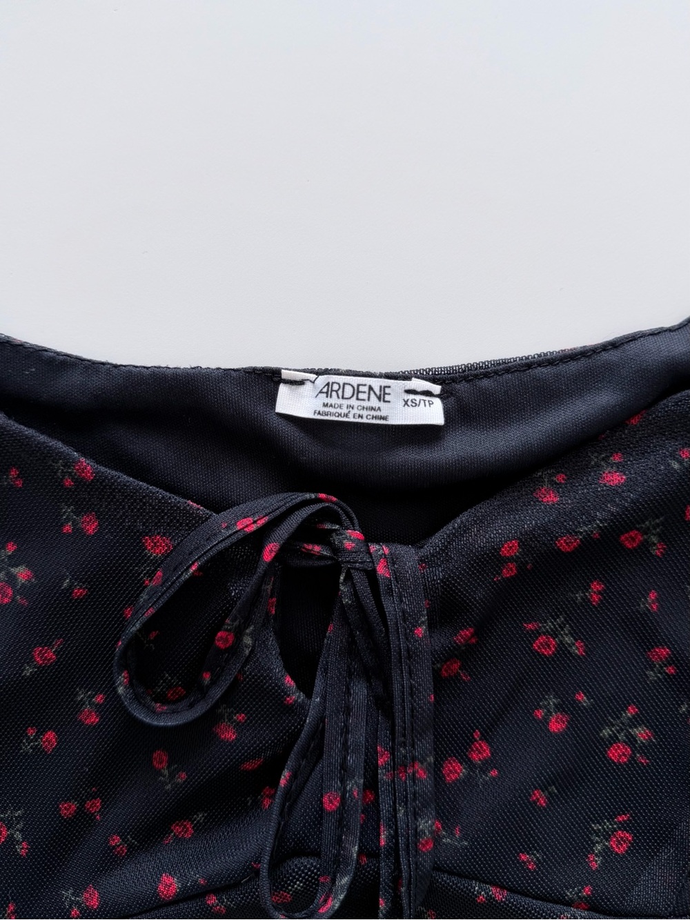 Ardene Mesh Floral Midi Dress Size XS Ruched Slit Coquette Cottagecore - Picture 4 of 14